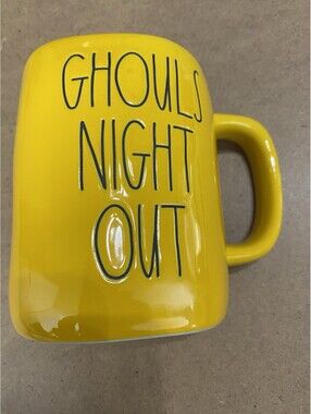 Rae Dunn Ghouls Night Out Bright Yellow Mug Halloween Spooky Season